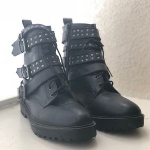 Topshop real leather motorcycle boots